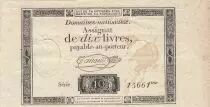 Francia 10 Livres Black - Watermark Fleur de Lys - (24-10-1792) - Sign. Taisaud - Serial 15661