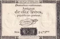 Francia 10 Livres Black - Watermark Fleur de Lys - (24-10-1792) - Sign. Taisaud - Serial 2479 - P. A.66