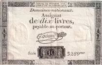 Francia 10 Livres Black - Watermark Fleur de Lys - (24-10-1792) - Sign. Taisaud - Serial 3289 - P. A.66