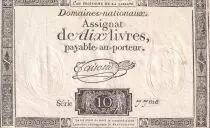 Francia 10 Livres Black - Watermark Republique - (16-12-1791) - Sign. Taisaud - Serial 77 - P. A.66