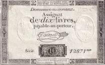 Francia 10 Livres Black - Watermark Republique - (24-10-1792) - Sign. Taisaud - Serial 12871 - P. A.66