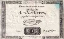 Francia 10 Livres Black - Watermark Republique - (24-10-1792) - Sign. Taisaud - Serial 15419 - P. A.66