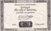 Francia 10 Livres Black Watermark Republique (24-10-1792) - AU - French Revolution