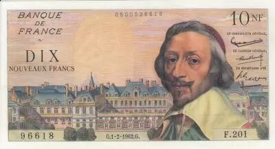 Francia 10 NF - Richelieu - 01-02-1962 - Serial F.201