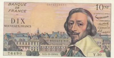 Francia 10 NF - Richelieu - 15-10-1959 - Serial Y.30