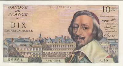 Francia 10 NF Richelieu - 03-12-1959 Serial L.43