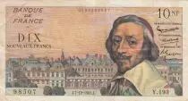 Francia 10 NF Richelieu - 07-12-1961 Serial Y.193 - VF - P.142