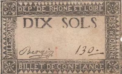 Francia 10 sols - 1791 - Department Rhone - Roanne
