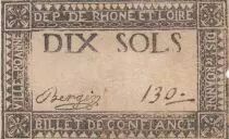 Francia 10 sols - 1791 - Department Rhone - Roanne