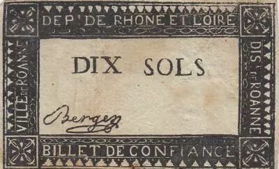 Francia 10 sols - 1791 - Department Rhone - Roanne