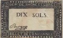 Francia 10 sols - 1791 - Department Rhone - Roanne