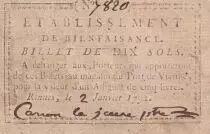 Francia 10 Sols - Ille et Vilaine - Rennes -  &Eacute;tablissement de Bienfaisance - Janvier 1792