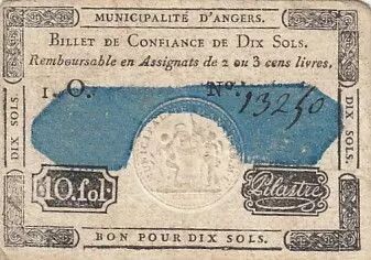 Francia 10 Sols - Maine et loire - Angers municipality - 10-02-1792