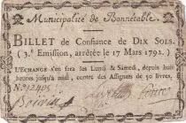 Francia 10 Sols - Sarthe - Municipalit&eacute; de Bonnetable - 17-03-1792