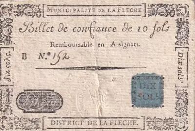 Francia 10 Sols - Sarthe - Municipalit� de la Fl�che - Serial B - 1791