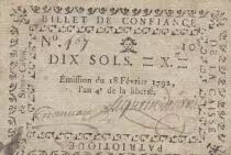 Francia 10 sols - Sarthe - Patriotic fund of Saint Calais - Not founded - 1792