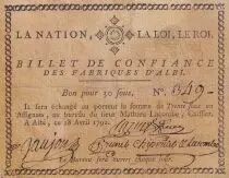 Francia 10 Sous - Billet de confiance - 1791 - Fabriques d\'Albi n&deg;349