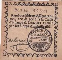 Francia 10 Sous - Eure - Caisse d\'&eacute;change de Louviers - 1792 - False note