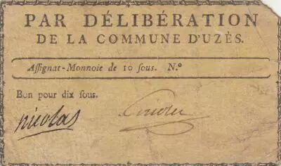 Francia 10 Sous - Gard - Commune de Uz�s - 1791