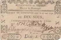 Francia 10 sous - Puy de d&ocirc;me - Municipality of Pionsat - 1792