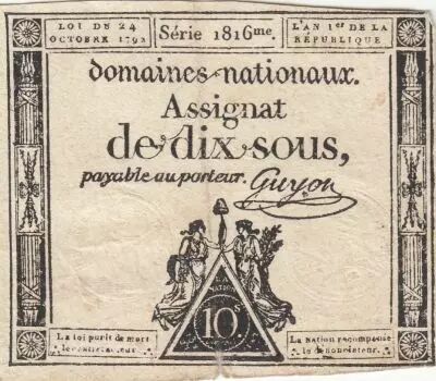 Francia 10 Sous - Women - Liberty cap - 24-10-1792 - Sign. Guyon - Serial 1816