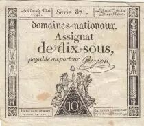 Francia 10 Sous - Women - phygian cap - 23-05-1793 - Sign. Guyon - S&eacute;rie 871