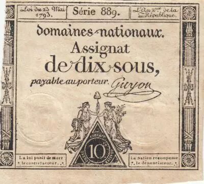 Francia 10 Sous - Women - phygian cap - 23-05-1793 - Sign. Guyon - S�rie 889