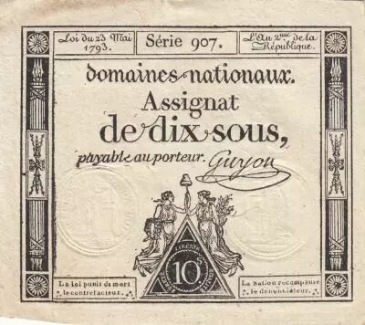 Francia 10 Sous - Women - phygian cap - 23-05-1793 - Sign. Guyon - S�rie 907