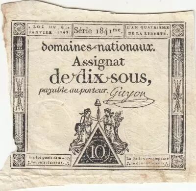 Francia 10 Sous - Women with Liberty cap on pole - 04-08-1791 - Sign. Guyon - S�rie 1841