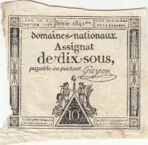 Francia 10 Sous - Women with Liberty cap on pole - 04-08-1791 - Sign. Guyon - S&eacute;rie 1841
