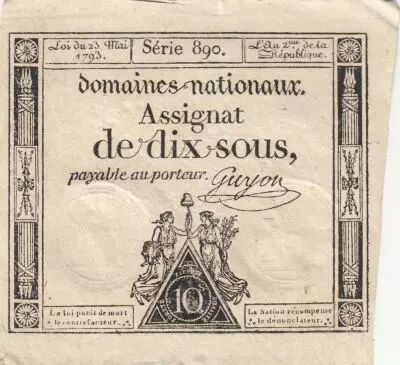 Francia 10 Sous - Women with Liberty cap on pole - 23-05-1793 - Sign. Guyon - S�rie 890