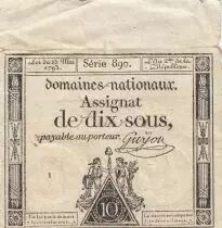 Francia 10 Sous - Women with Liberty cap on pole - 23-05-1793 - Sign. Guyon - S&eacute;rie 890