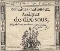 Francia 10 Sous - Women with Liberty cap on pole - 23-05-1793 - Sign. Guyon - S&eacute;rie 890