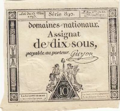 Francia 10 Sous - Women with Liberty cap on pole - 23-05-1793 - Sign. Guyon - S�rie 890