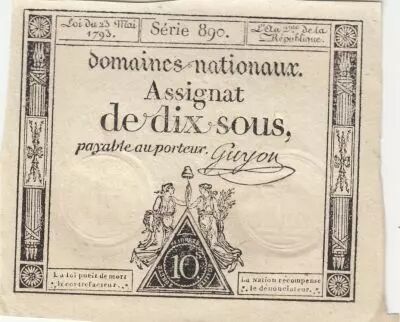 Francia 10 Sous - Women with Liberty cap on pole - 23-05-1793 - Sign. Guyon - S�rie 890