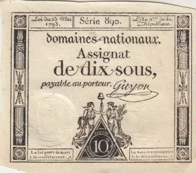 Francia 10 Sous - Women with Liberty cap on pole - 23-05-1793 - Sign. Guyon - S�rie 890