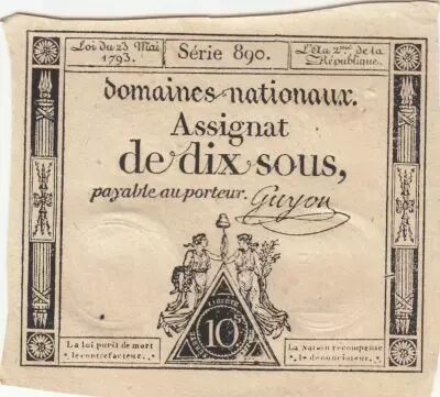 Francia 10 Sous - Women with Liberty cap on pole - 23-05-1793 - Sign. Guyon - S�rie 890