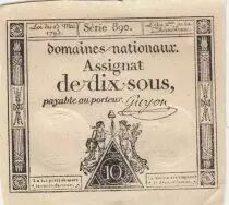 Francia 10 Sous - Women with Liberty cap on pole - 23-05-1793 - Sign. Guyon - S&eacute;rie 890