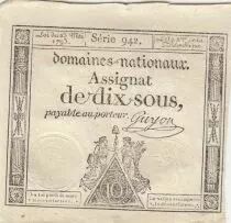 Francia 10 Sous - Women with Liberty cap on pole - 23-05-1793 - Sign. Guyon - S&eacute;rie 942