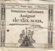 Francia 10 Sous - Women with Liberty cap on pole - 23-05-1793 - Sign. Guyon - S&eacute;rie 943