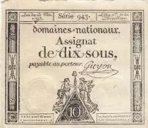 Francia 10 Sous - Women with Liberty cap on pole - 23-05-1793 - Sign. Guyon - S&eacute;rie 943