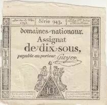 Francia 10 Sous - Women with Liberty cap on pole - 23-05-1793 - Sign. Guyon - S&eacute;rie 943
