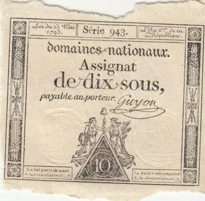 Francia 10 Sous - Women with Liberty cap on pole - 23-05-1793 - Sign. Guyon - S�rie 943