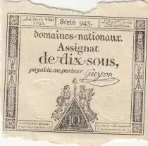 Francia 10 Sous - Women with Liberty cap on pole - 23-05-1793 - Sign. Guyon - S&eacute;rie 943