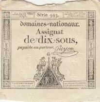 Francia 10 Sous - Women with Liberty cap on pole - 23-05-1793 - Sign. Guyon - S&eacute;rie 943