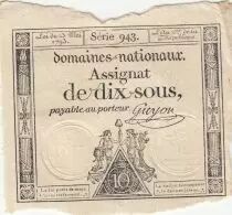 Francia 10 Sous - Women with Liberty cap on pole - 23-05-1793 - Sign. Guyon - S&eacute;rie 943