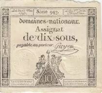 Francia 10 Sous - Women with Liberty cap on pole - 23-05-1793 - Sign. Guyon - S&eacute;rie 943