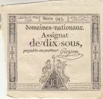 Francia 10 Sous - Women with Liberty cap on pole - 23-05-1793 - Sign. Guyon - S&eacute;rie 943