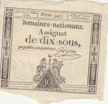 Francia 10 Sous - Women with Liberty cap on pole - 23-05-1793 - Sign. Guyon - S&eacute;rie 943