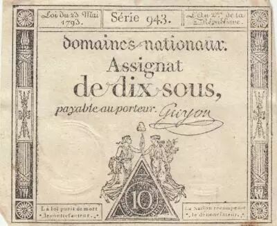 Francia 10 Sous - Women with Liberty cap on pole - 23-05-1793 - Sign. Guyon - S�rie 943